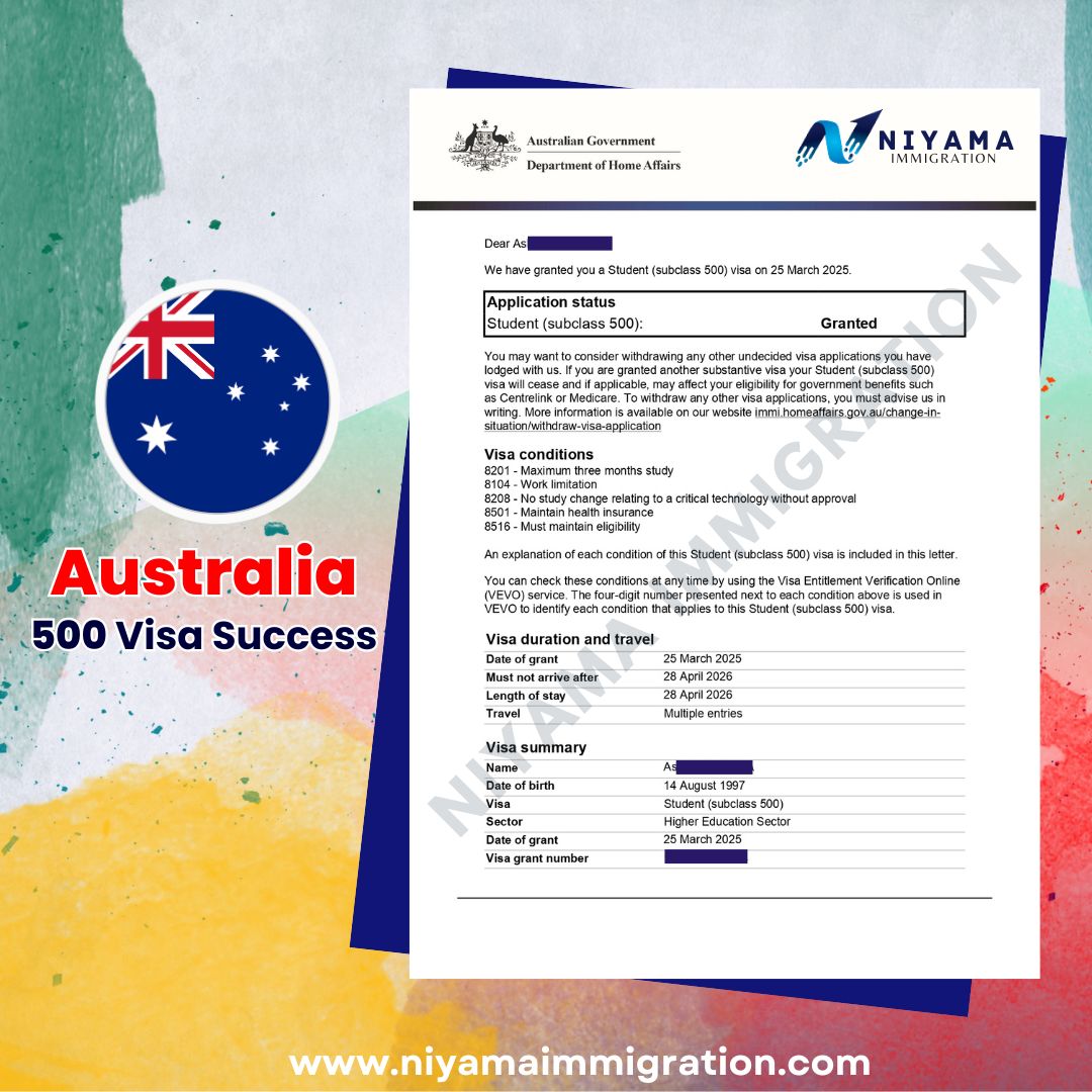 A person happily holding up an approved visa document